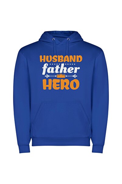 iLovePrints Gentleman Hero: Father & Husband Φούτερ με κουκούλα σε χρώμα Μπλε