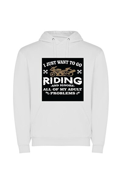 iLovePrints Escape on Two Wheels Φούτερ με κουκούλα σε χρώμα Λευκό