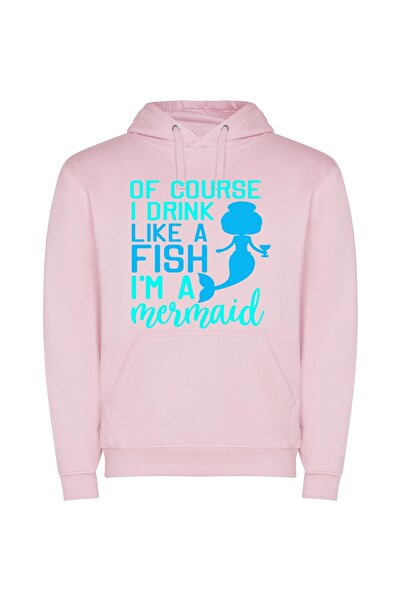 iLovePrints Enchanting Aqua Delight Φούτερ με κουκούλα σε χρώμα Ροζ
