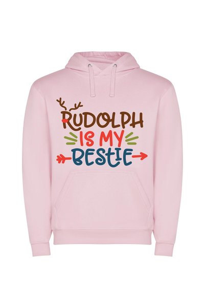 iLovePrints Joyful Rudolph Restie Φούτερ με κουκούλα σε χρώμα Ροζ