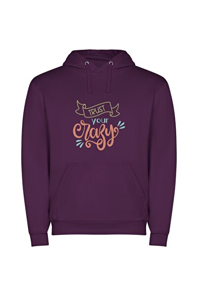 iLovePrints Whimsical Typography Delights Φούτερ με κουκούλα σε χρώμα Μωβ