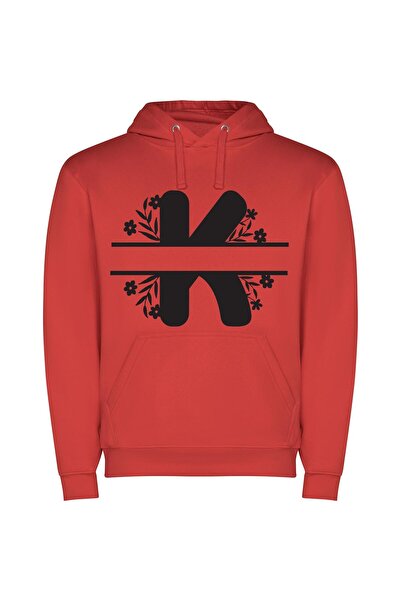 iLovePrints Blooming Letter Designs Φούτερ με κουκούλα σε χρώμα Κόκκινο