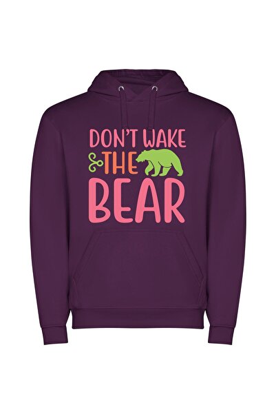 iLovePrints Beware Cool Bear Art Φούτερ με κουκούλα σε χρώμα Μωβ
