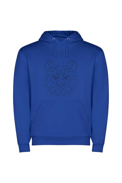 iLovePrints Bear Tri Line Art Φούτερ με κουκούλα σε χρώμα Μπλε