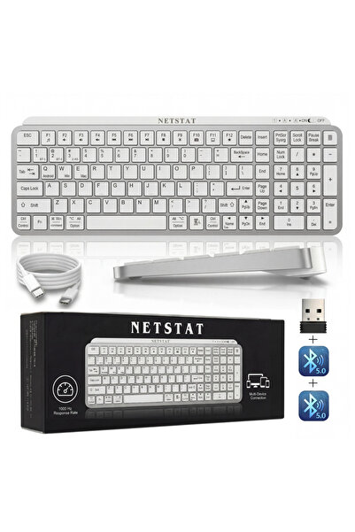 NETSTAT Tastatura Wireless NETSTAT®, Slim 16mm, Bluetooth Multi-Device 3 cone...