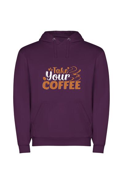 iLovePrints Steaming Cup of Indulgence Φούτερ με κουκούλα σε χρώμα Μωβ