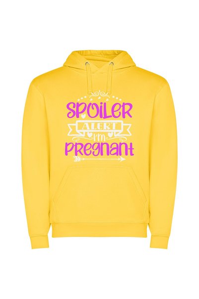 iLovePrints Pink Ink Pregnancy Surprise Φούτερ με κουκούλα σε χρώμα Κίτρινο