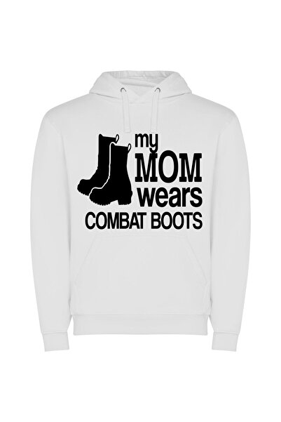 iLovePrints In Combat's Fashion Parade Φούτερ με κουκούλα σε χρώμα Λευκό