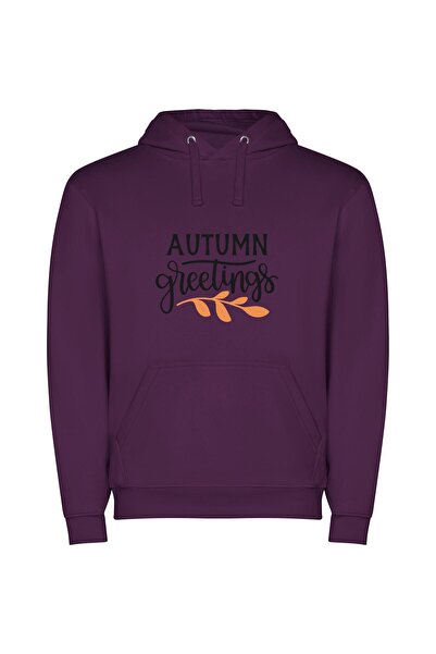 iLovePrints Autumnal Elegance Collection Φούτερ με κουκούλα σε χρώμα Μωβ