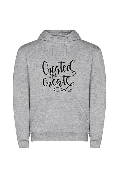 iLovePrints Create Inspire Conquer Φούτερ με κουκούλα σε χρώμα Γκρι