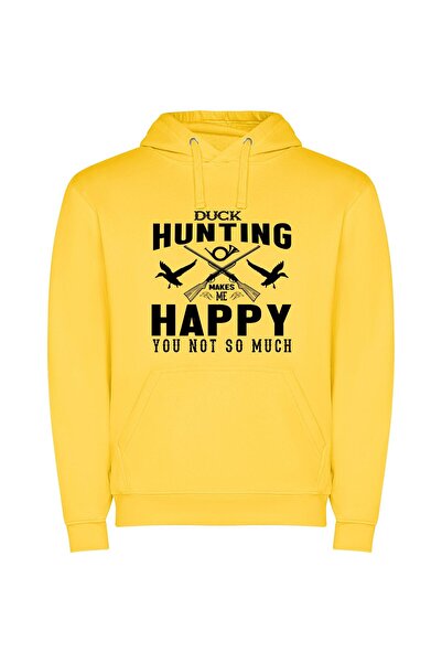 iLovePrints Hunting Bliss: Duck Happiness! Φούτερ με κουκούλα σε χρώμα Κίτρινο