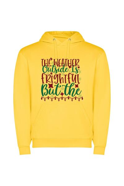 iLovePrints Enchanting Winter Wonderland Φούτερ με κουκούλα σε χρώμα Κίτρινο