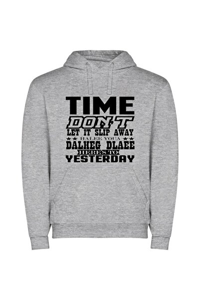 iLovePrints Time Blame, Delete, Enes Φούτερ με κουκούλα σε χρώμα Γκρι