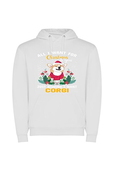 iLovePrints Festive Furry Friends: Corgi, Fox, Shiba Φούτερ με κουκούλα σε χρ...