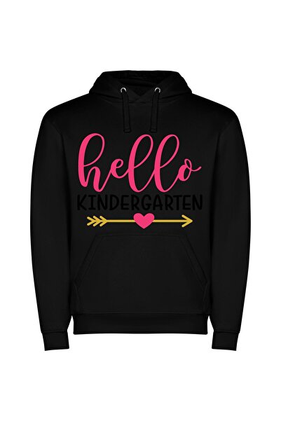 iLovePrints Hello Kids Art Logo Φούτερ με κουκούλα σε χρώμα Μαύρο