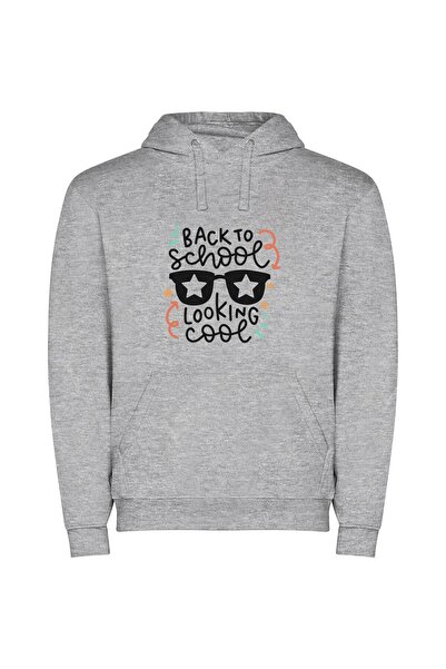 iLovePrints Stylish Back to School Φούτερ με κουκούλα σε χρώμα Γκρι
