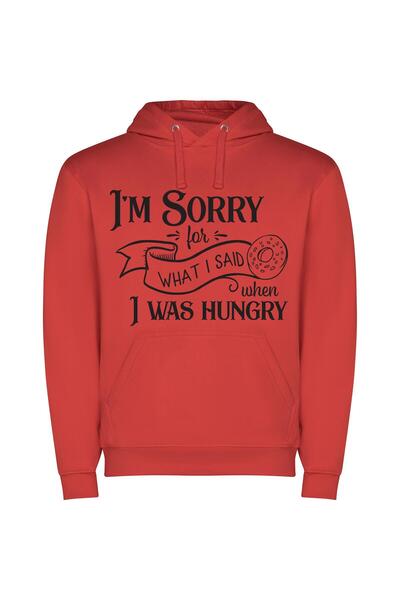 iLovePrints Hungry Thoughts, Full Apologies Φούτερ με κουκούλα σε χρώμα Κόκκινο