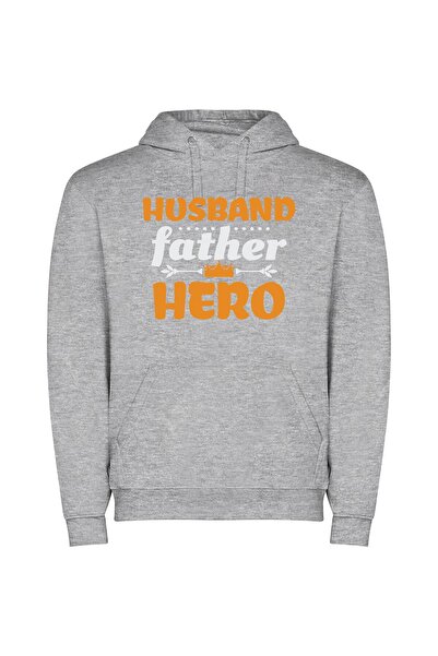 iLovePrints Gentleman Hero: Father & Husband Φούτερ με κουκούλα σε χρώμα Γκρι