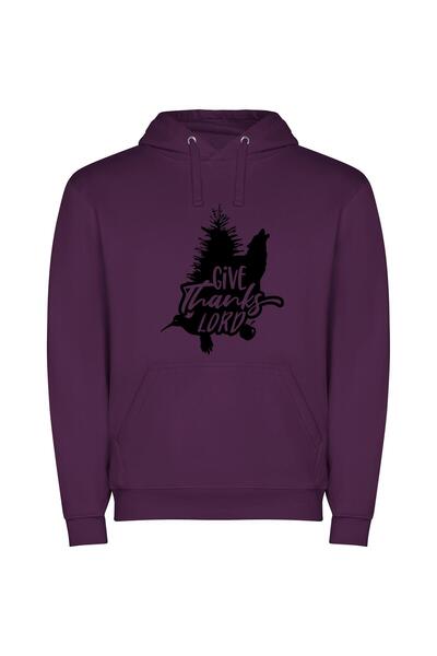 iLovePrints Ink-Grace: Lord's Reverence Φούτερ με κουκούλα σε χρώμα Μωβ