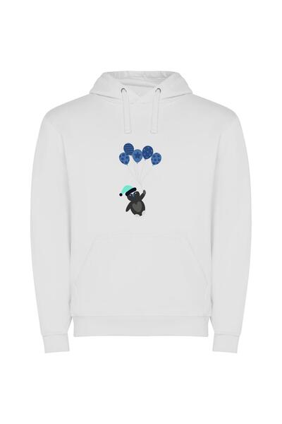 iLovePrints Skyward Festive Animal Parade Φούτερ με κουκούλα σε χρώμα Λευκό