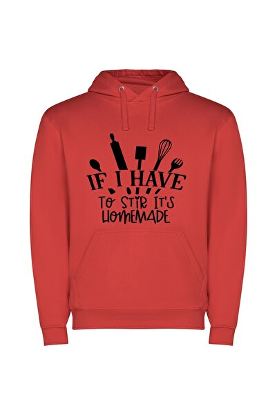 iLovePrints Artful Homemade: No Stir Φούτερ με κουκούλα σε χρώμα Κόκκινο
