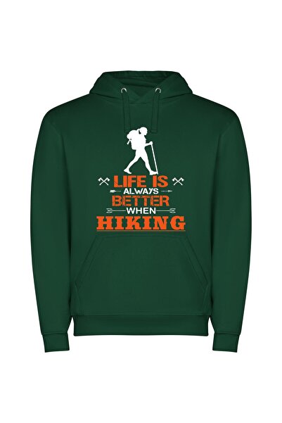 iLovePrints True Life Hiking Φούτερ με κουκούλα σε χρώμα Πράσινο