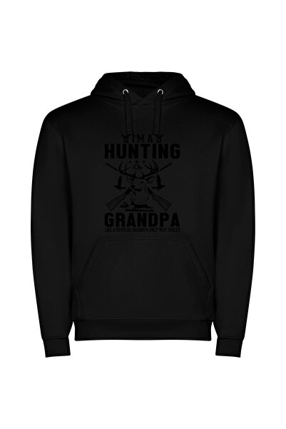 iLovePrints Grandpa, Hunting Legend Φούτερ με κουκούλα σε χρώμα Μαύρο