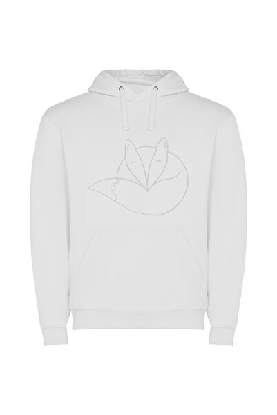 iLovePrints Ink Charmed Fox Φούτερ με κουκούλα σε χρώμα Λευκό
