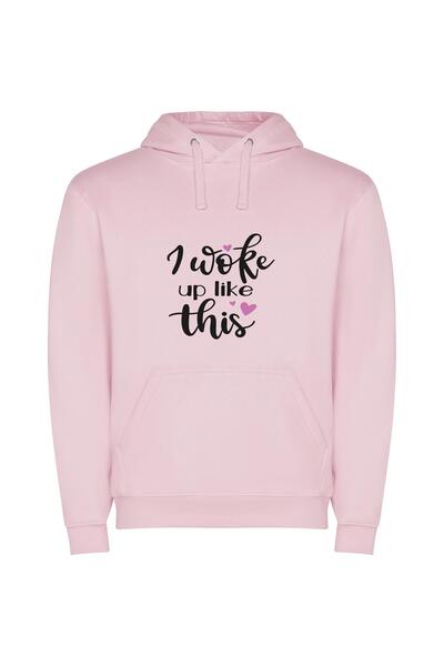 iLovePrints Wake-Up Wow! Woke & Gorgeous Φούτερ με κουκούλα σε χρώμα Ροζ