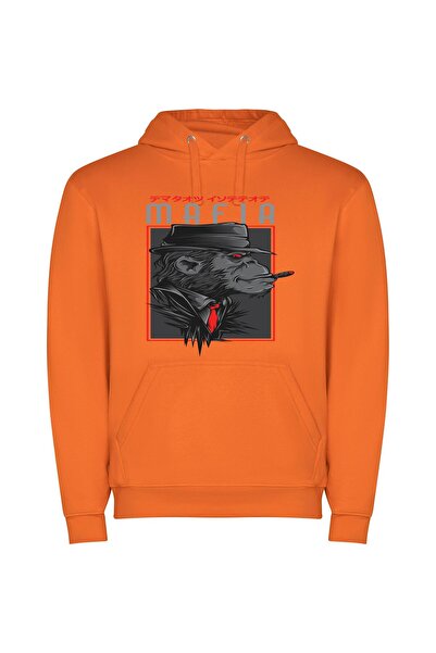 iLovePrints Primal Gangster Animals Φούτερ με κουκούλα σε χρώμα Πορτοκαλί