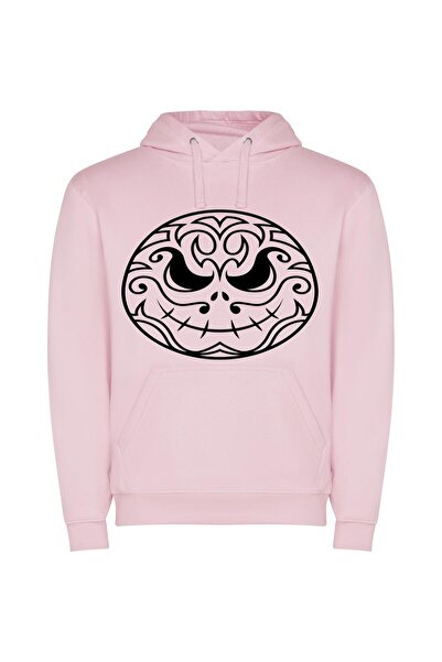 iLovePrints Monochrome Skeleton Symmetry Φούτερ με κουκούλα σε χρώμα Ροζ