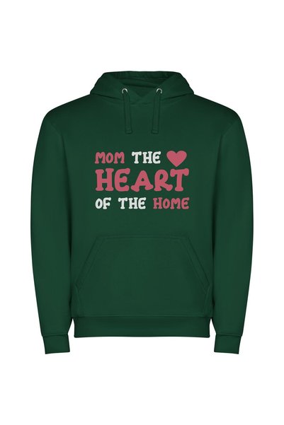 iLovePrints Home's Heart: Mom's Love Φούτερ με κουκούλα σε χρώμα Πράσινο