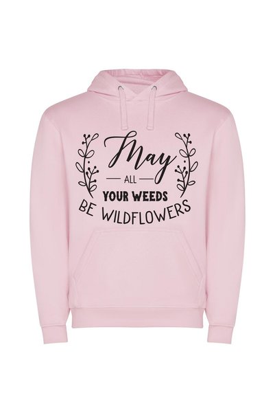 iLovePrints Blossoming Weed, Wildflower Wishes Φούτερ με κουκούλα σε χρώμα Ροζ