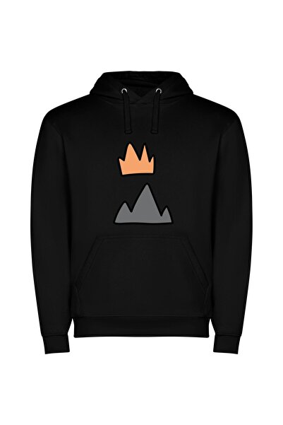 iLovePrints Regal Mountain Majesty Φούτερ με κουκούλα σε χρώμα Μαύρο