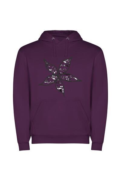 iLovePrints Enigmatic Floral Masterpiece Φούτερ με κουκούλα σε χρώμα Μωβ