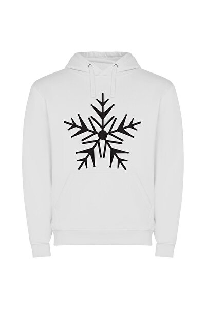 iLovePrints Winter's Mystical Snowflake Φούτερ με κουκούλα σε χρώμα Λευκό