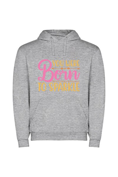 iLovePrints Sparkle Born Star Magic Φούτερ με κουκούλα σε χρώμα Γκρι