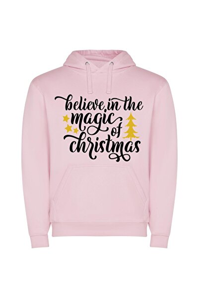 iLovePrints Enchanting Yuletide Magic Φούτερ με κουκούλα σε χρώμα Ροζ