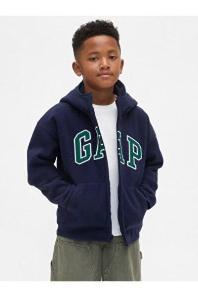 GAP Kids Gap boys' stand collar fleece zip-up jacket, ages 4-16, navy