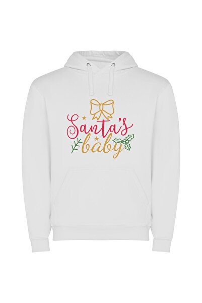 iLovePrints Merry Santa's Baby Joys Φούτερ με κουκούλα σε χρώμα Λευκό