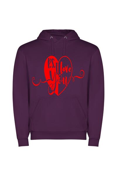iLovePrints Love-Filled Heart: Digital Bliss Φούτερ με κουκούλα σε χρώμα Μωβ