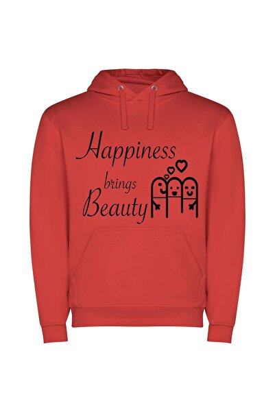 iLovePrints Joyful Shades of Life Φούτερ με κουκούλα σε χρώμα Κόκκινο