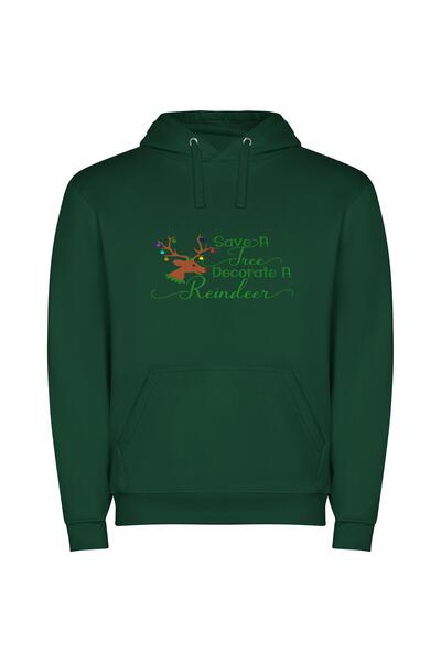 iLovePrints Festive Antler Illumination Φούτερ με κουκούλα σε χρώμα Πράσινο