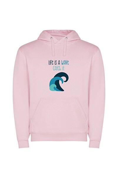 iLovePrints Embrace the Infinite Wave Φούτερ με κουκούλα σε χρώμα Ροζ