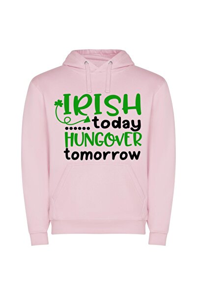 iLovePrints Tomorrow's Irish Hangover Φούτερ με κουκούλα σε χρώμα Ροζ