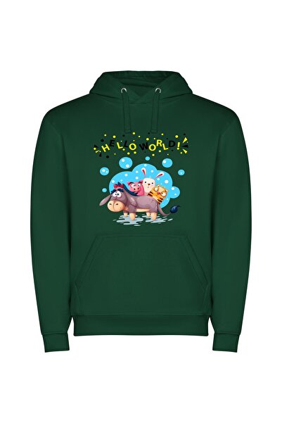 iLovePrints Animal Joyride Φούτερ με κουκούλα σε χρώμα Πράσινο