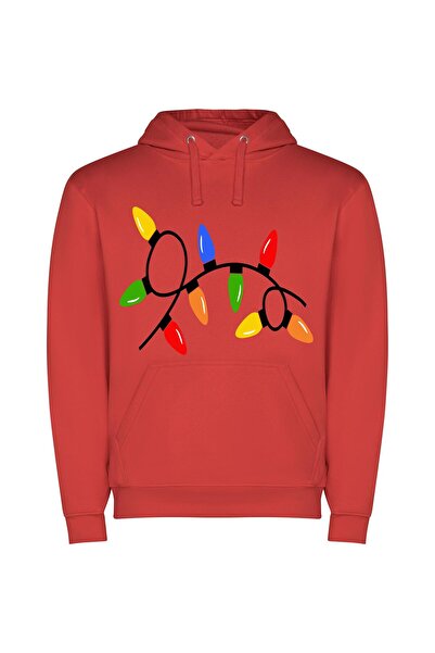 iLovePrints Radiant Festive Illumination Φούτερ με κουκούλα σε χρώμα Κόκκινο