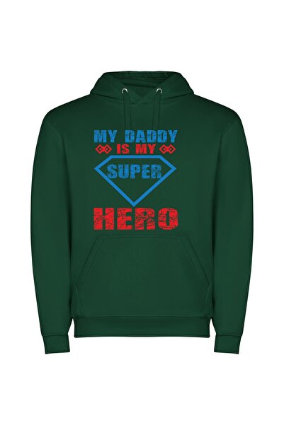 iLovePrints Superhero Dad: My Champion Φούτερ με κουκούλα σε χρώμα Πράσινο