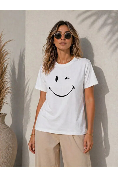 UFC 1985 TOP BRAND Minimal Smiling Face Printed T-Shirt Short Sleeve Summer T...