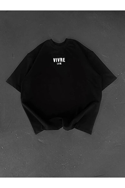 modi Printed Oversize Crew Neck T-Shirt - Black